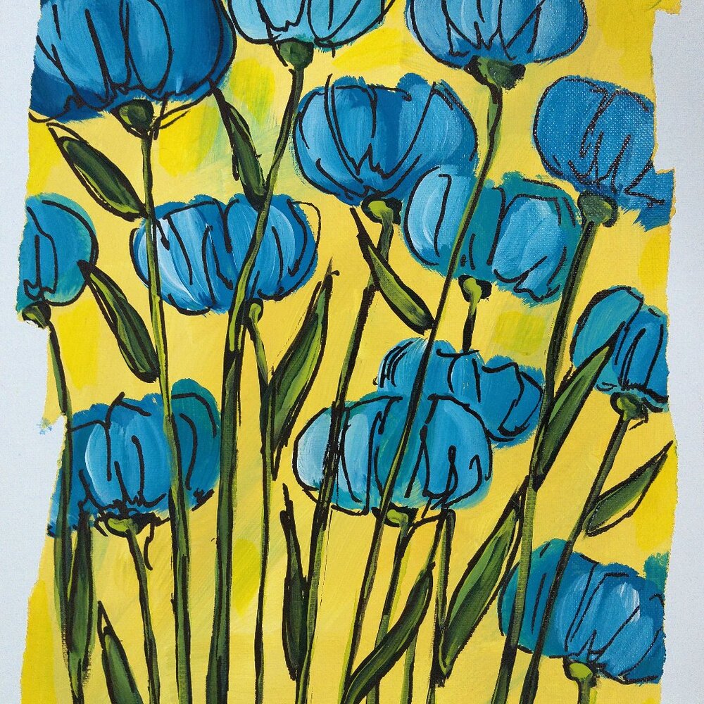 Untitled Floral Series 2 of 2  Original Painting by Artist Rachael Potter